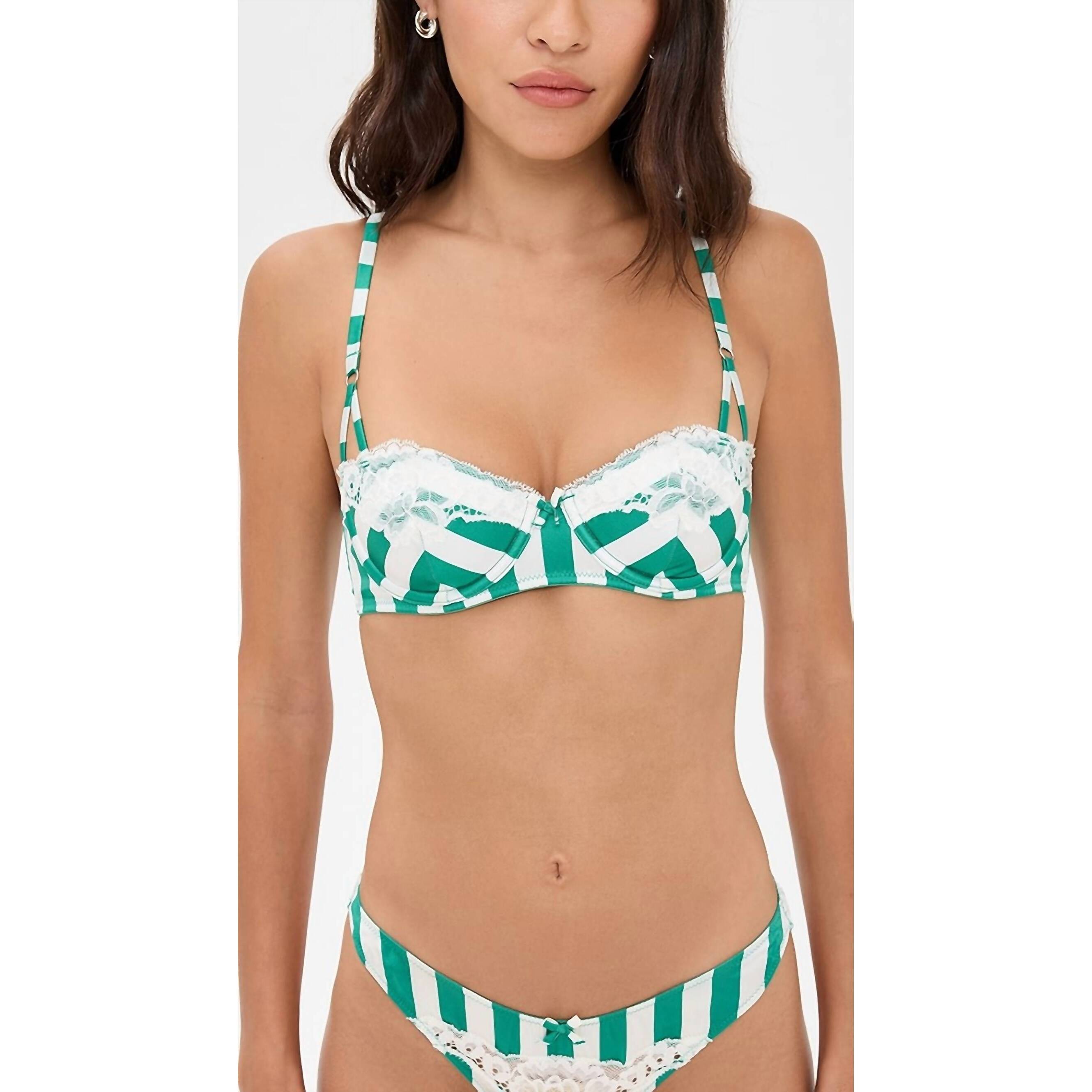 New Fleur Du Mal Eve Balconette Bra In Riviera Stripe